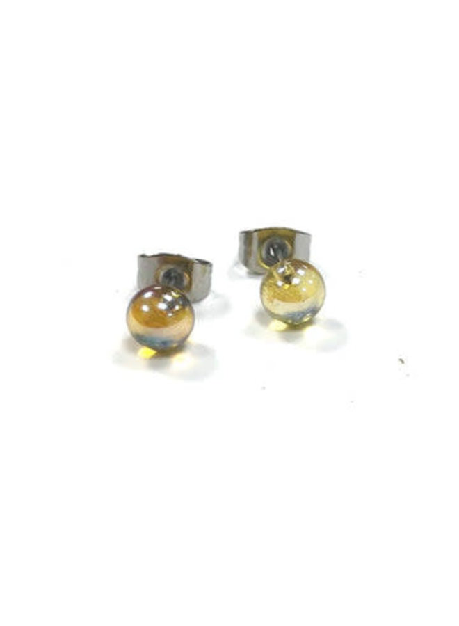 Gold  Glass tiny round stud earring 20