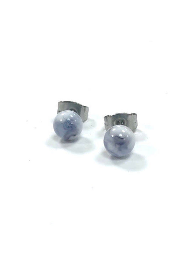 Agate Glass tiny round stud earring 22