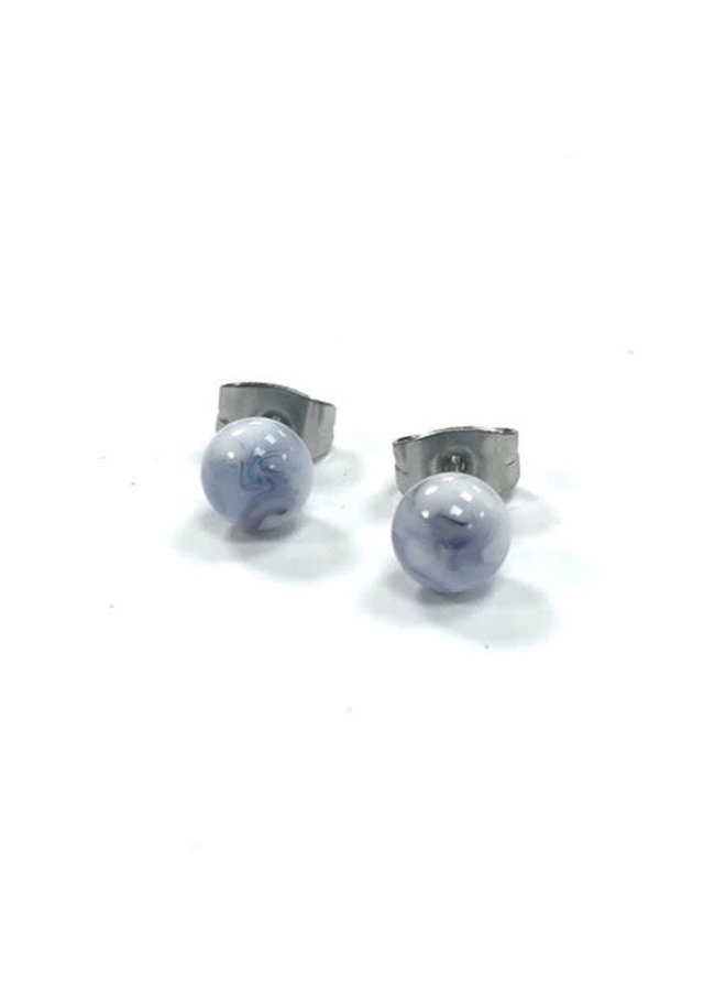 Petite boucle d'oreille ronde en verre d'agate 22