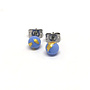Periwinkle and Gold Glass tiny round stud earring 28