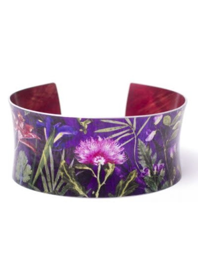 Bracelet manchette Purple Whisper motif botanique 22