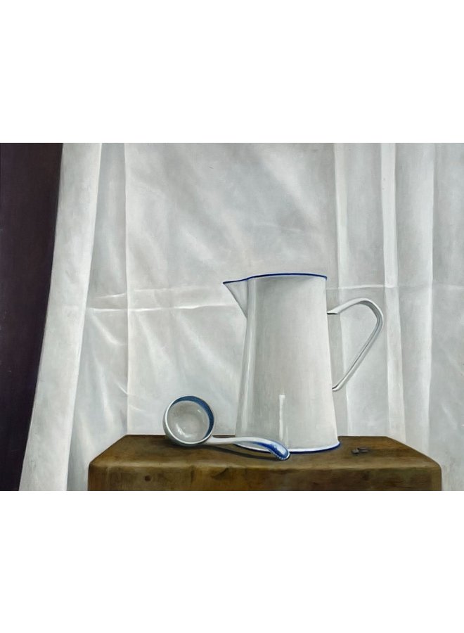 Enamel Jug and Blue and White Ladle  039
