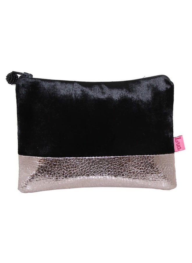 Velvet Black zip purse  with Rose Gold metalic 016