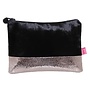Velvet Black zip purse with Rose Gold metalic 016
