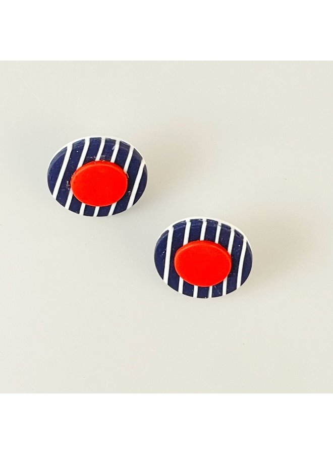 Breton Stripe and Red Dot Design - Örhänge 07
