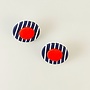 Bretonisches Streifen- und rotes Punktdesign - Ohrstecker 07