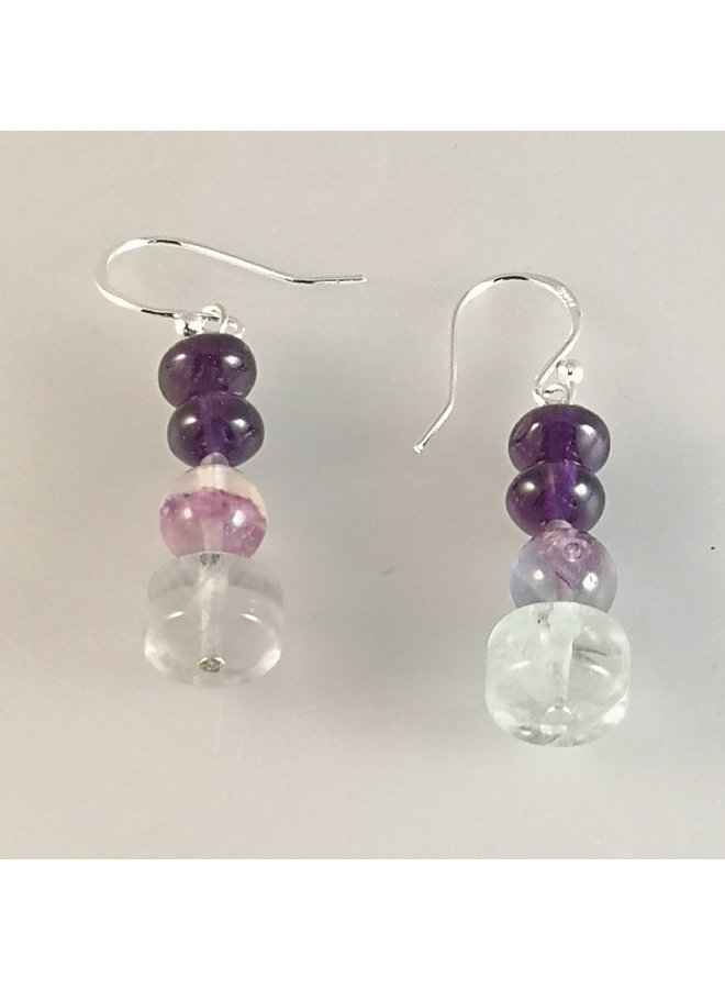 Boucles d'oreilles crochet Améthyste et Florite 133