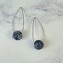 Sphere Crackle Agate long  hook  Earrings  145