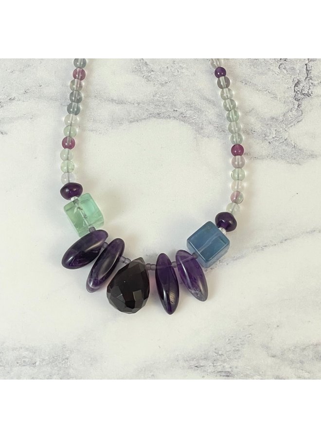 Collier Améthyste et Fluorite 148