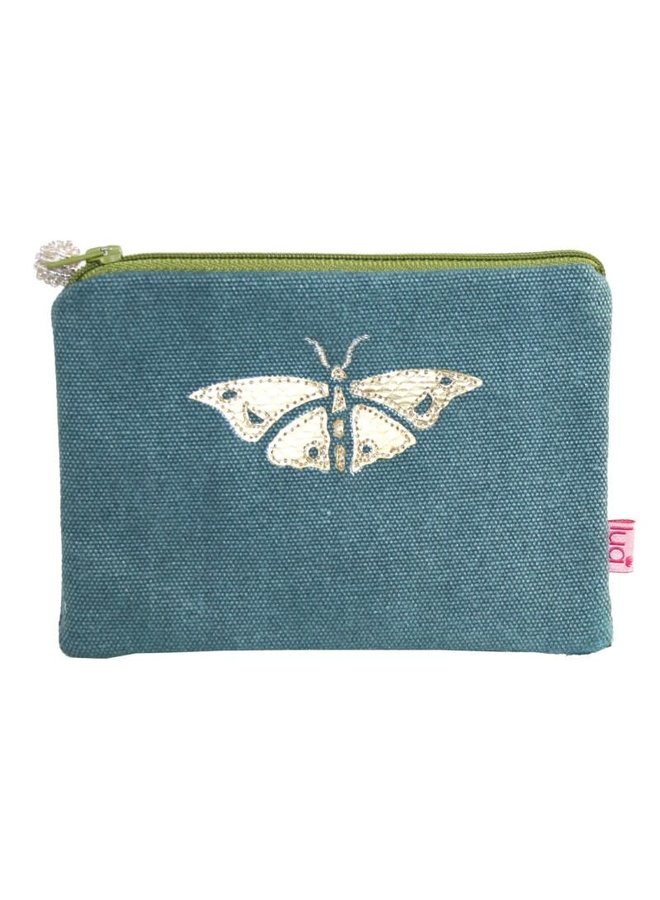 Golden Buttlerfly Applique Purse Teal 512