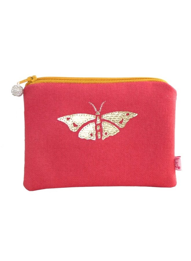 Golden Buttlerfly Applique  Purse Coral Red 513