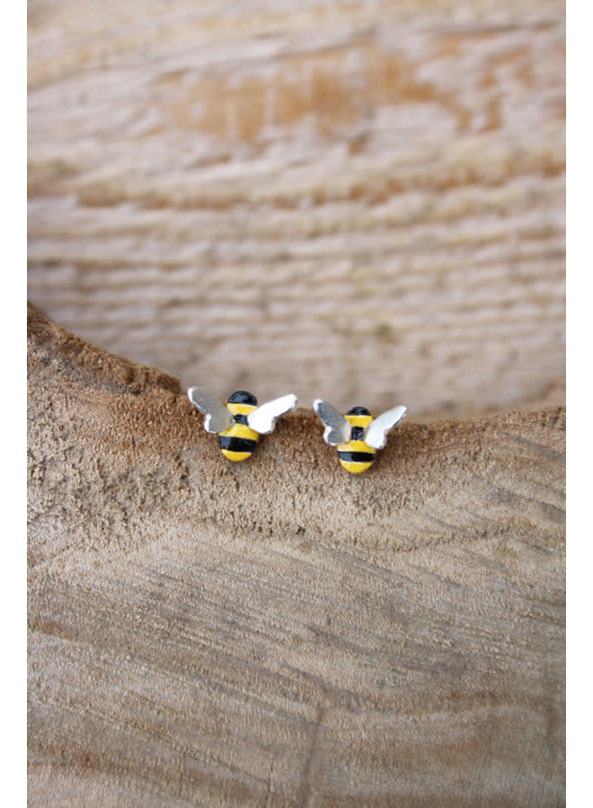 Boucles d'Oreilles Clous Abeille Argent 11