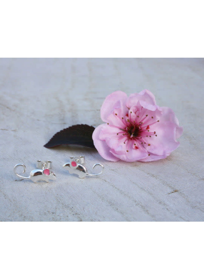 Boucles d'Oreilles Tige Argent Petite Souris 14