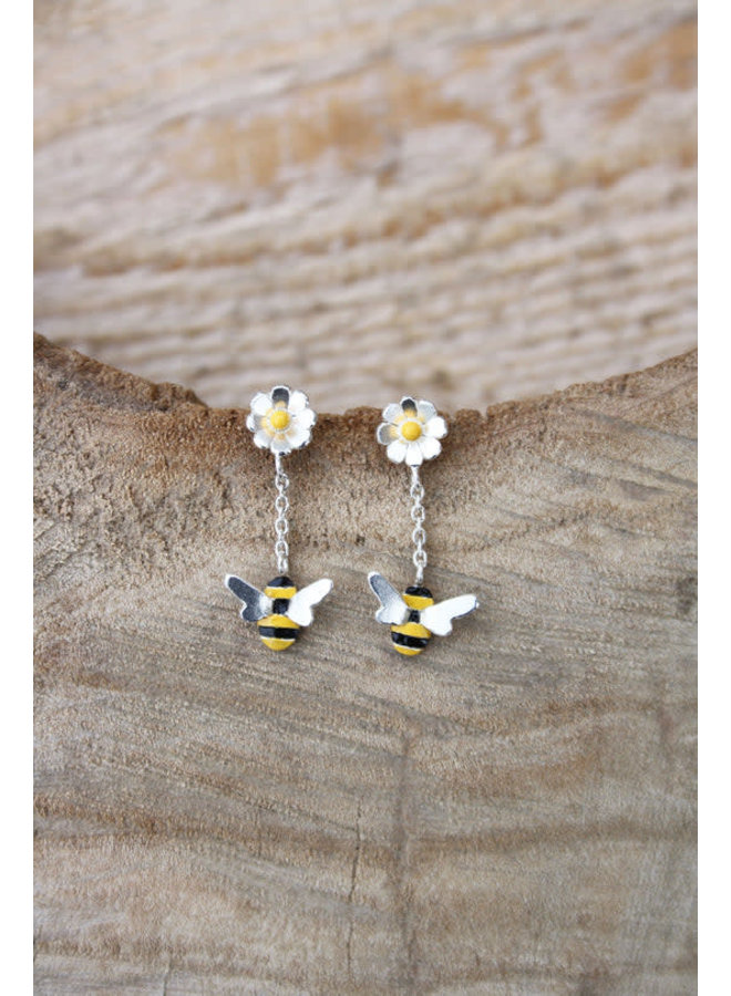 Bee and Daisy Silver Stud Earrings 15