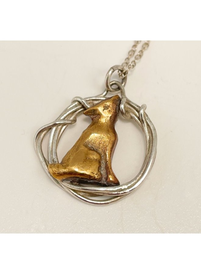 Moongazing hare in circle necklace 17