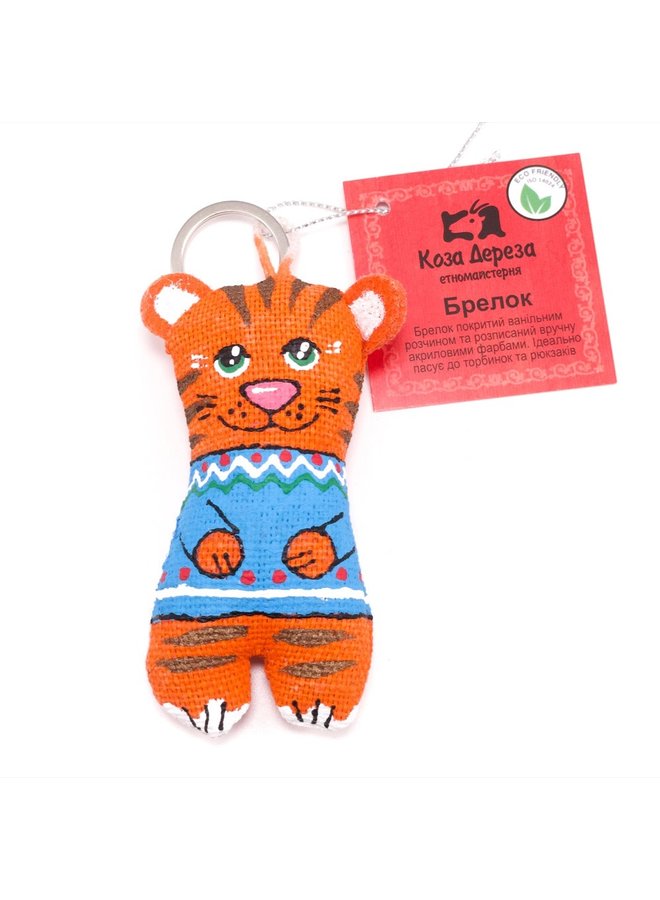 Tiger in Blue Keyring 01