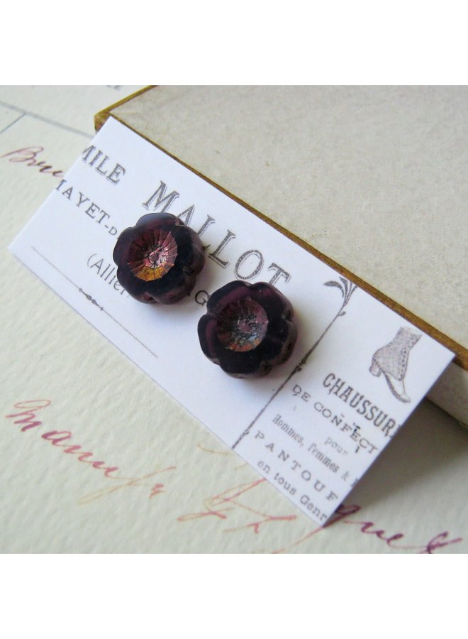 Bohemia Deep Purple Glass stud earrings 55