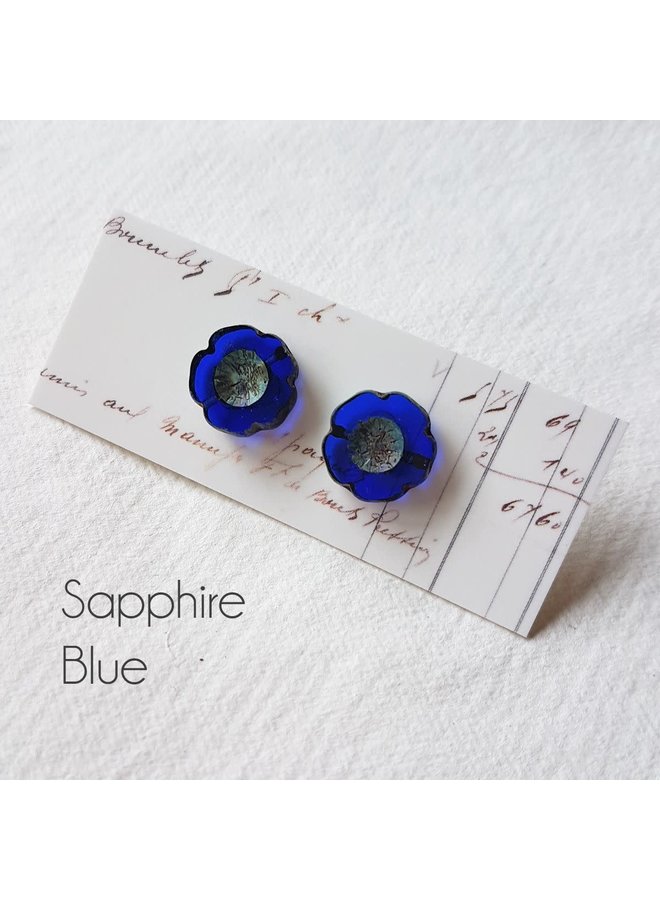 Bohemia Saphire Blue glass stud earrings 56