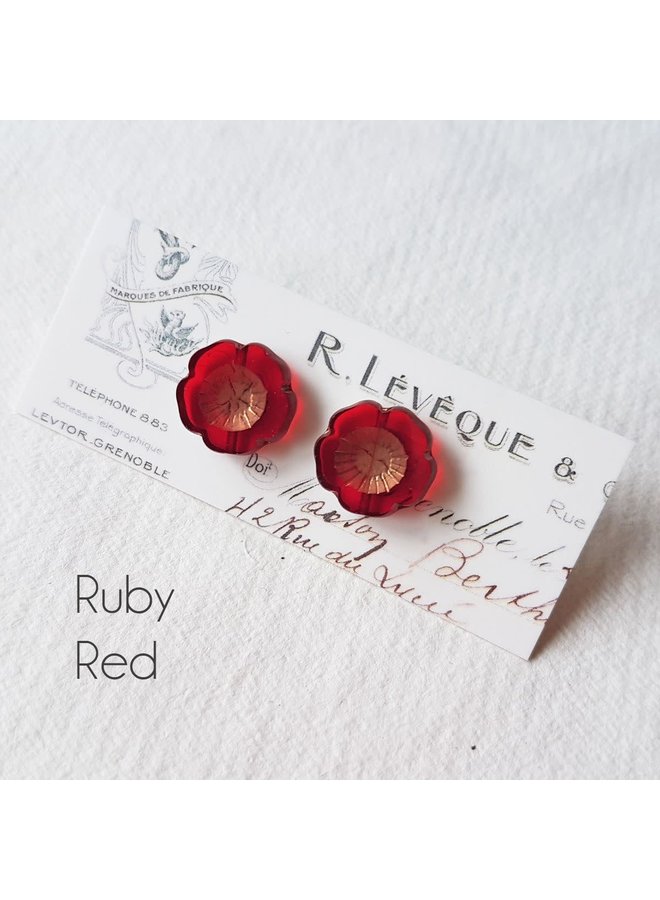 Bohemia Ruby Red glass stud earrings 59
