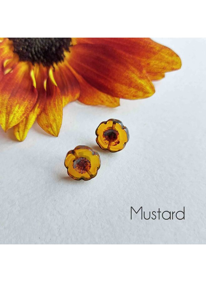 Bohemia Mustard glass stud earrings 60