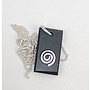 Petite Tablette Noire Ardoise et Pendentif Rose Argent 48