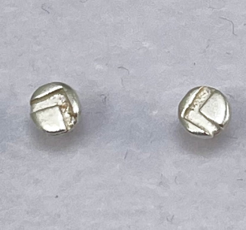 Tiny Silver Chevron Stud Earrings