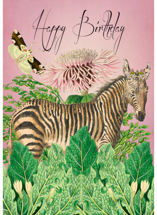 The Zebra Garden - Happy Birthday  Card