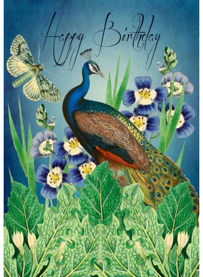 The Peacock  Garden - Happy Birthday  Card