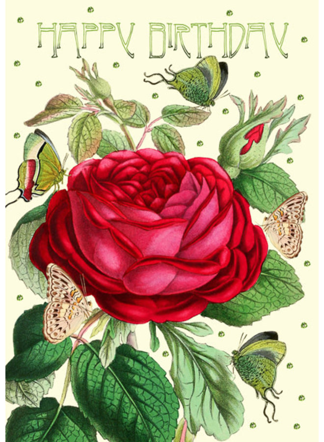 Rose- Happy Birthday Glitter Card