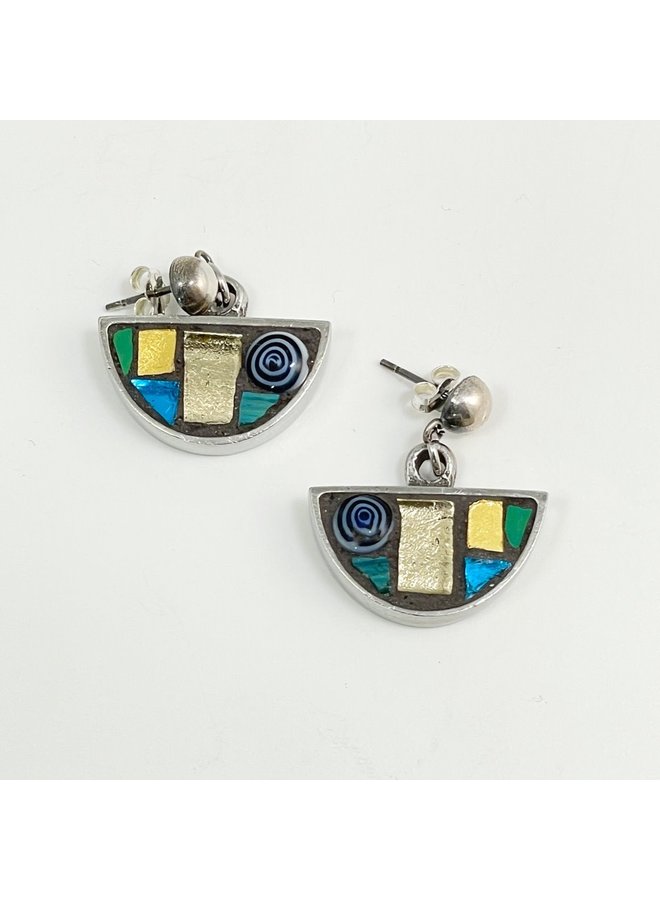 Green Mosaic Byzantian Stud Earrings 43