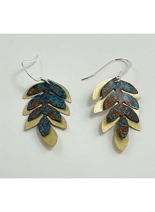 Boucles d'Oreilles Double Goutte Fougère 37