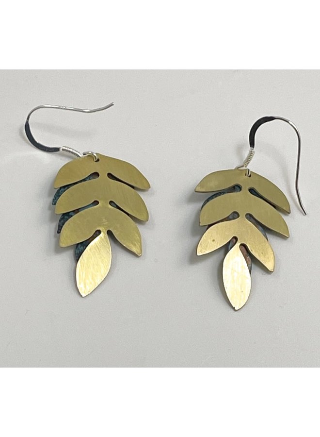 Boucles d'Oreilles Double Goutte Fougère 37