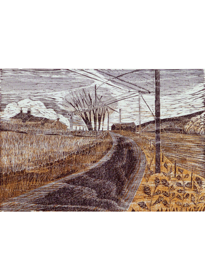 Tarde ventosa en Cow Hey Lane Woodcut Framed 038