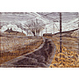Tarde ventosa en Cow Hey Lane Woodcut Framed 038