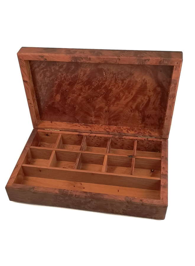 Mariposas Caja abatible de peltre y madera 11 compartimentos 024