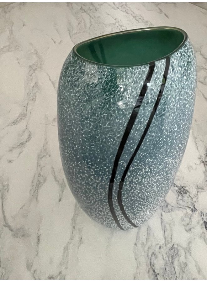 Grey with turquoise inside gloss Stone Tall Vase 16