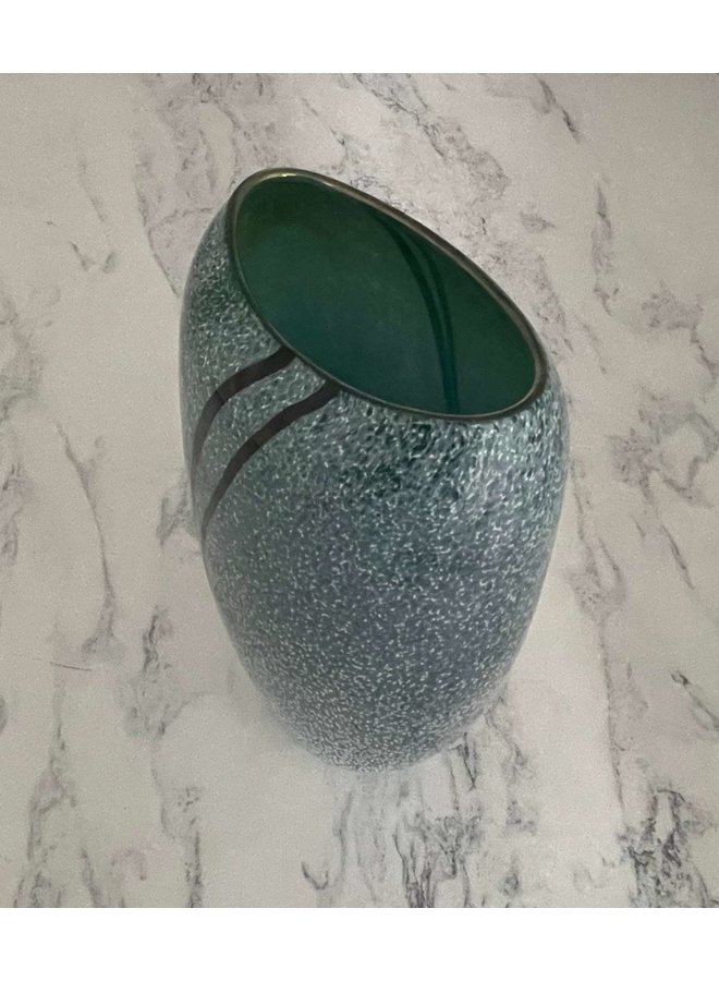 Grey with turquoise inside gloss Stone Tall Vase 16