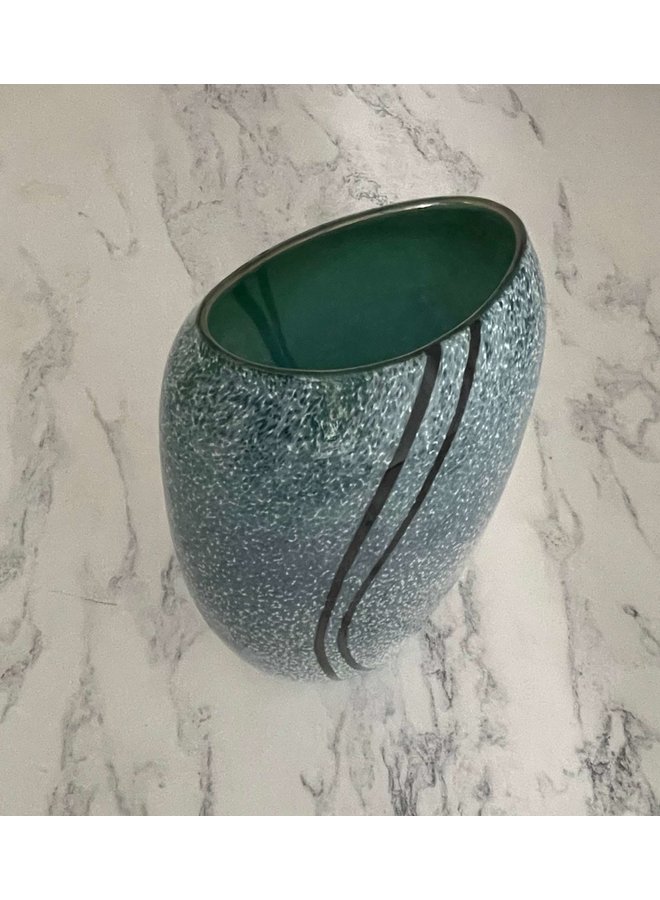 Grey with turquoise inside gloss Stone Tall Vase 16