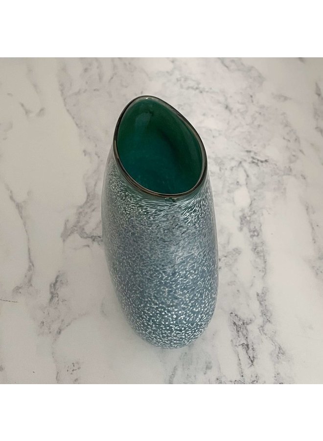 Copy of Grey & turquoise gloss Stone Tall Vase