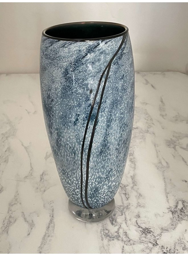 Grey & blue gloss Stone Tall Vase 17