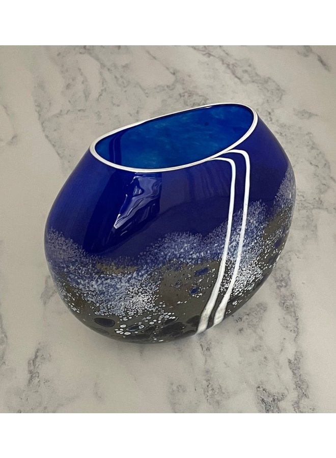 Cobalt Stone flat vase  05