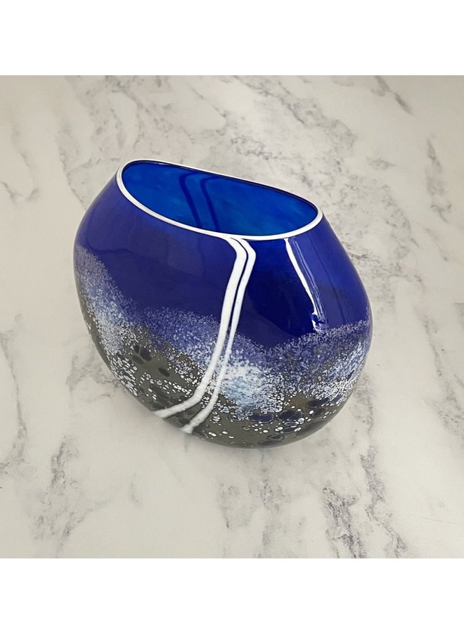 Cobalt Stone flat vase 05