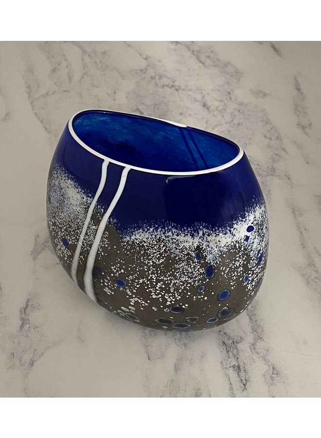 Vase plat en pierre de cobalt 95