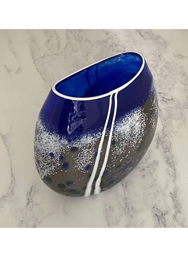 Cobalt Stone flat vase 95