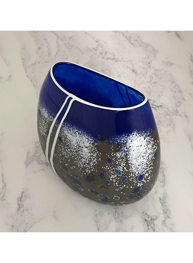 Cobalt Stone flat vase 95