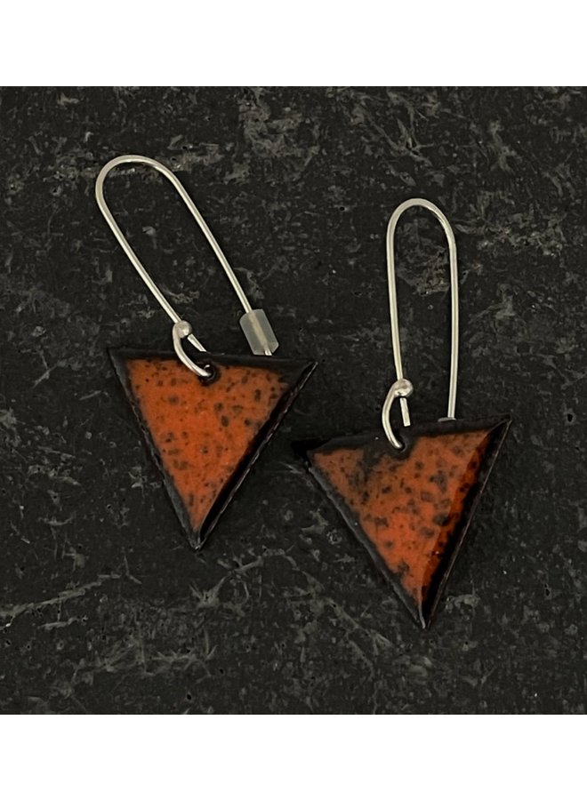 Triangular enamel drop earrings orange19