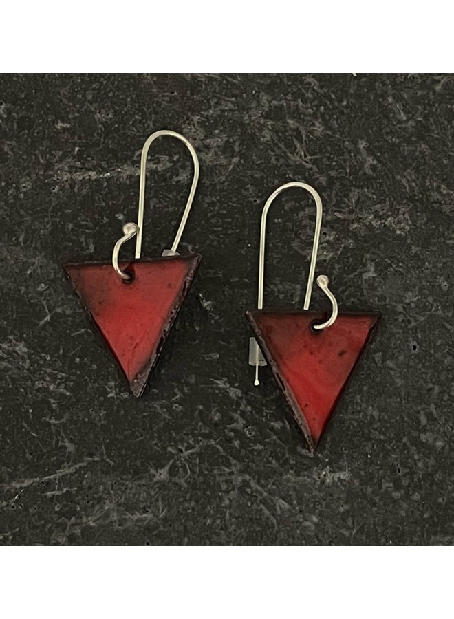 Triangular enamel drop earrings red 20