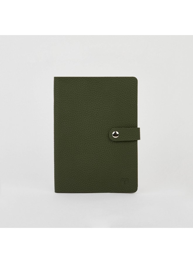 Olive Green Vegan  A5 Notebook  with clasp lined paper 060