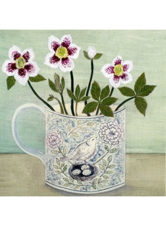 Hellebores & Bird's Cup by Debbie George  140 x 104mm card