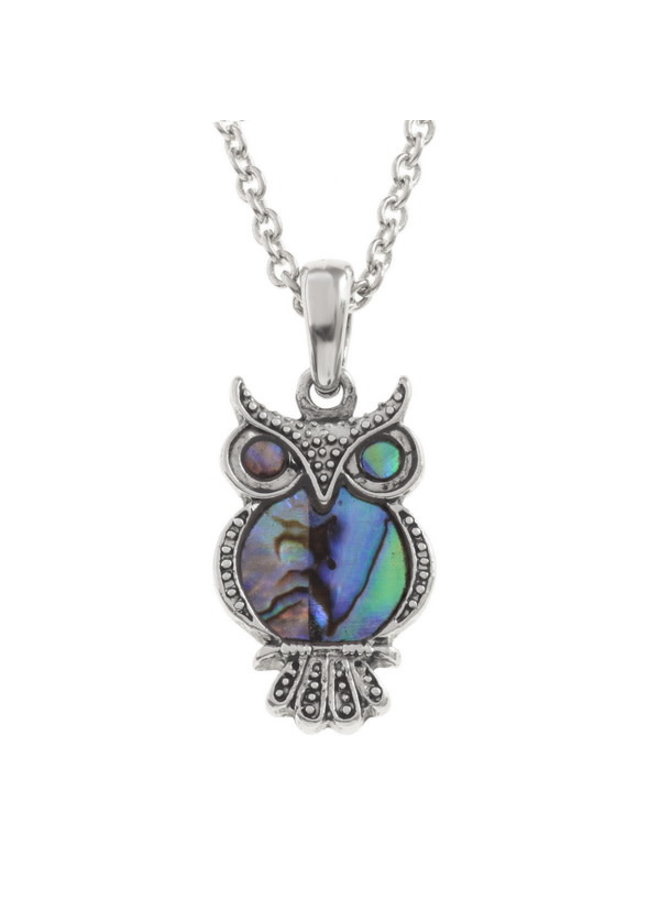 Owl Inlaid Paua shell  necklace T366
